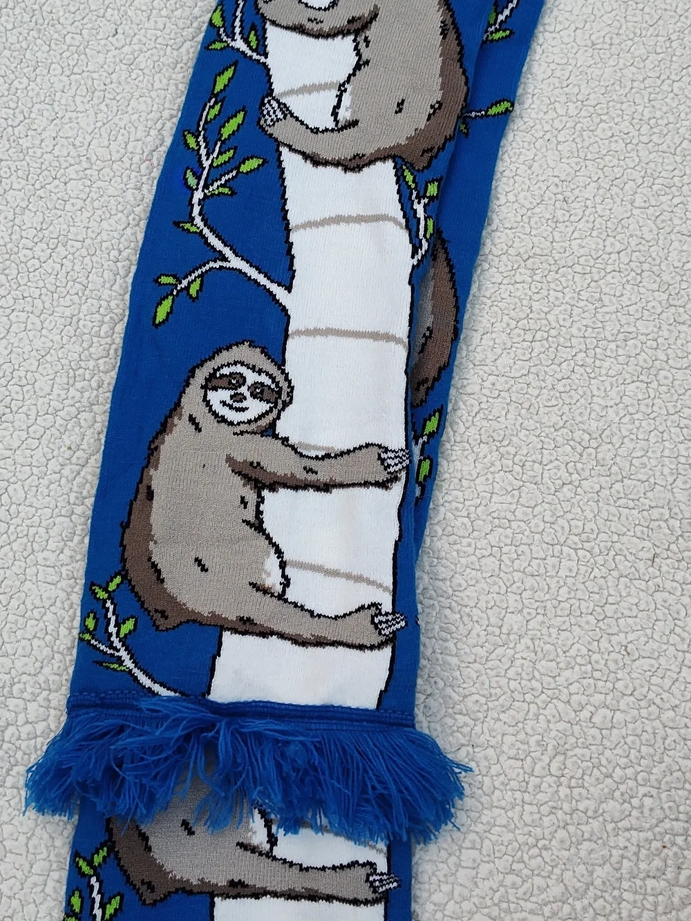 Thick Blue Sloth Pattern Decorative Scarf